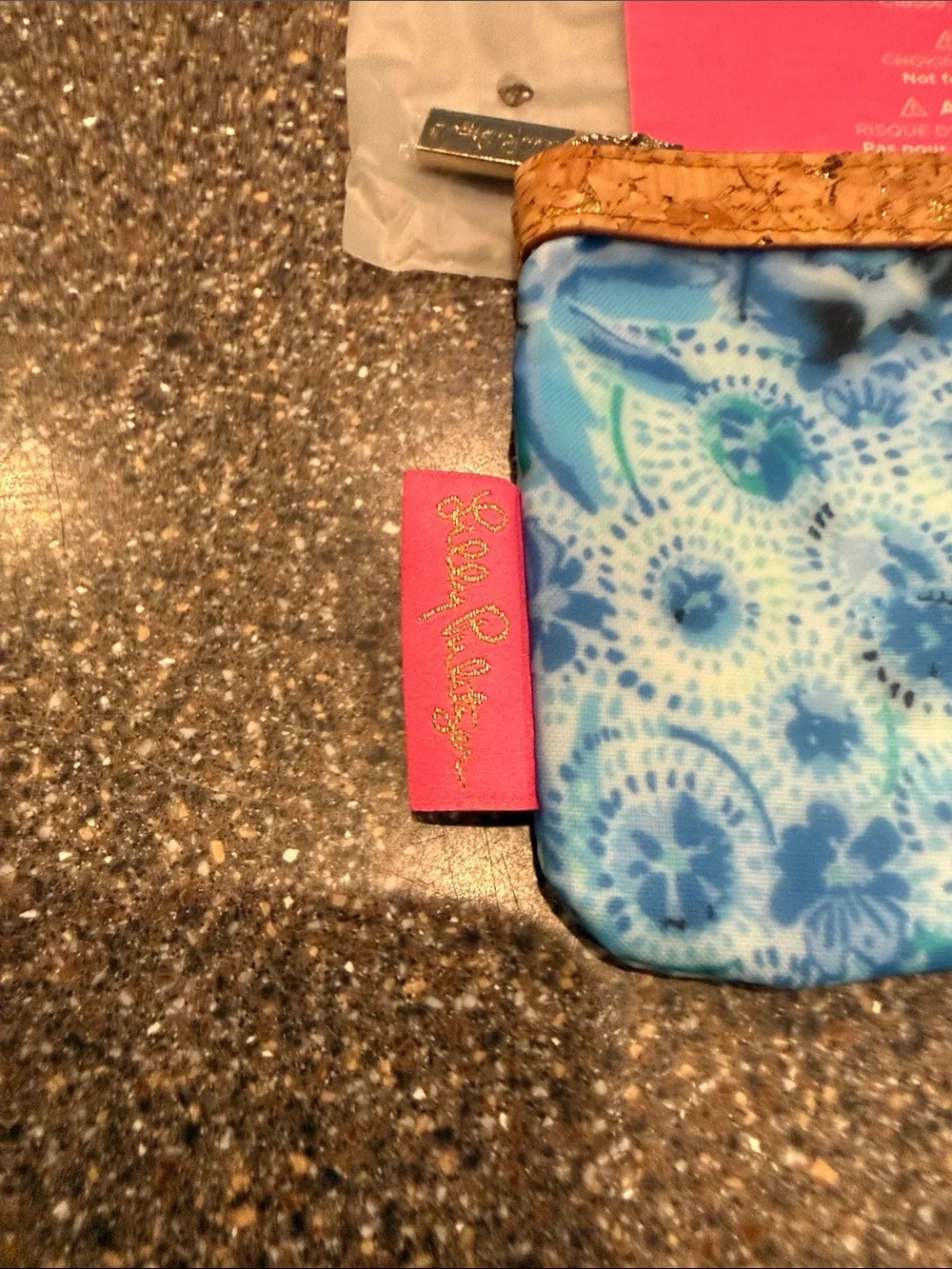 Lilly Pulitzer Blue & Teal Floral Pencil Case with Cork Trim